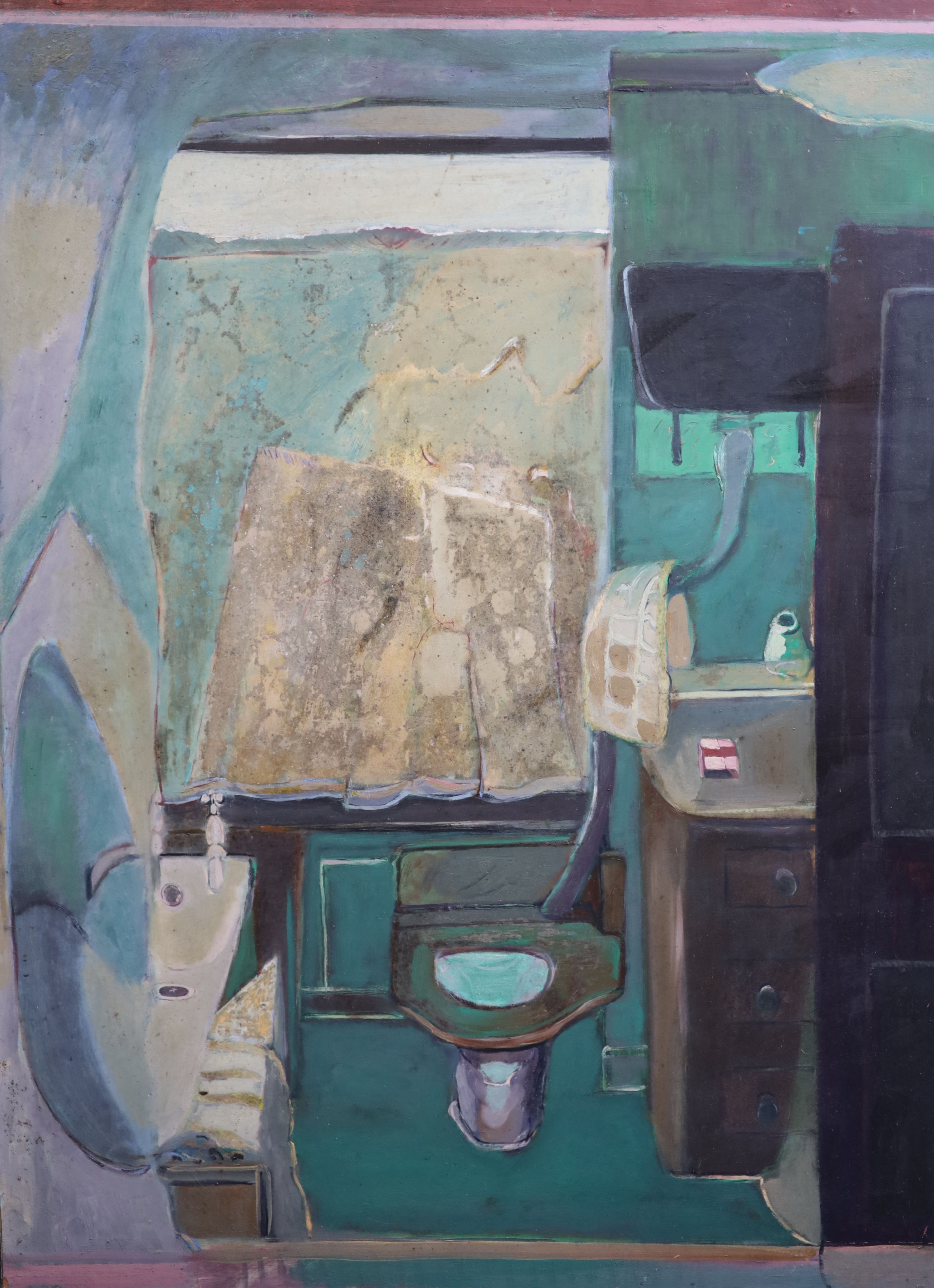 Harold Mockford (1932-), The Bathroom, 23 Enys Rd, 1976, oil on board, 122 x 92 cm.